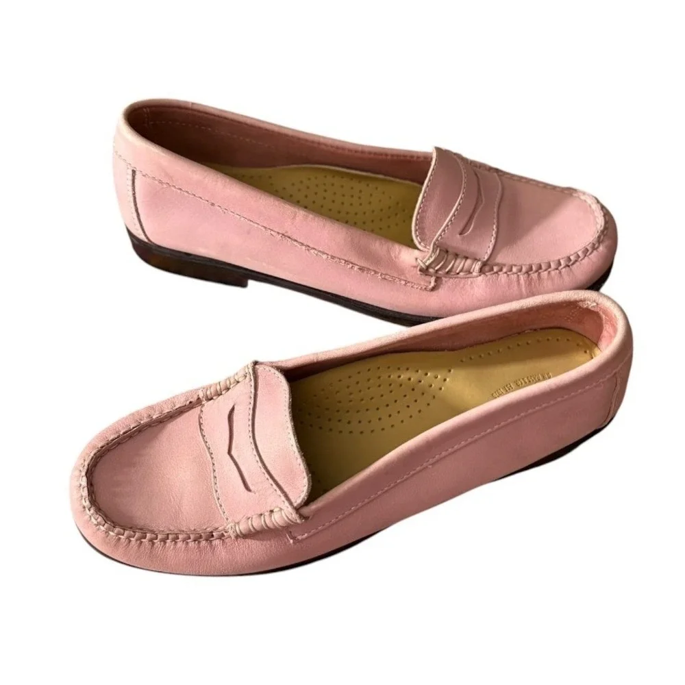 Weejuns Soft Pink Nubuck Leather Penny Loafers‎ sz 9M Excellent